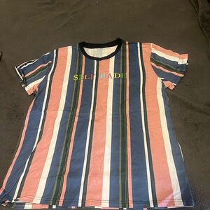 Striped Mens “Self Made” T-Shirt - Multicolor Size XXL